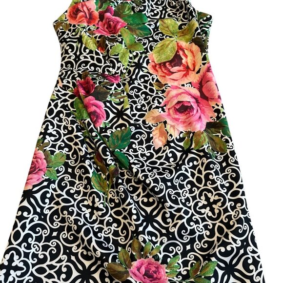 Joseph Ribkoff Fitted Scuba Sheath Dress Floral Print Sleeveless Stretch Size 12 - Picture 9 of 11